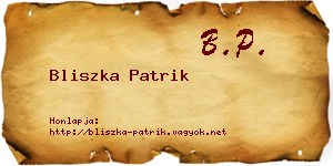 Bliszka Patrik névjegykártya